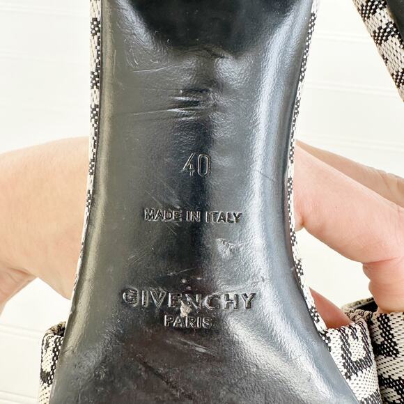 Givenchy 4G Monogram Canvas Slide Mules Black Gray Block Heel Sandals 40 - Picture 5 of 10